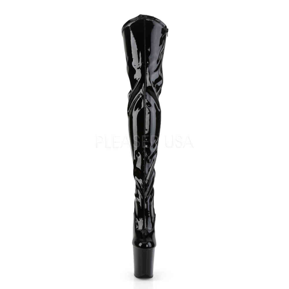 Pleaser - FLAMINGO-3000 Plateau Overknee Laarzen - Paaldans schoenen - Zwart